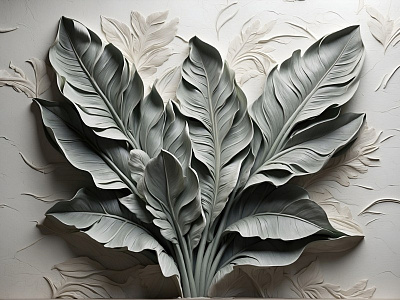 Панно AG-VL-005, Voluminous leaves, Design Studio 3D