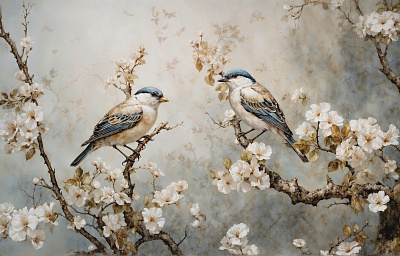 Панно AG-CB-012, Chinoiserie birds, Design Studio 3D